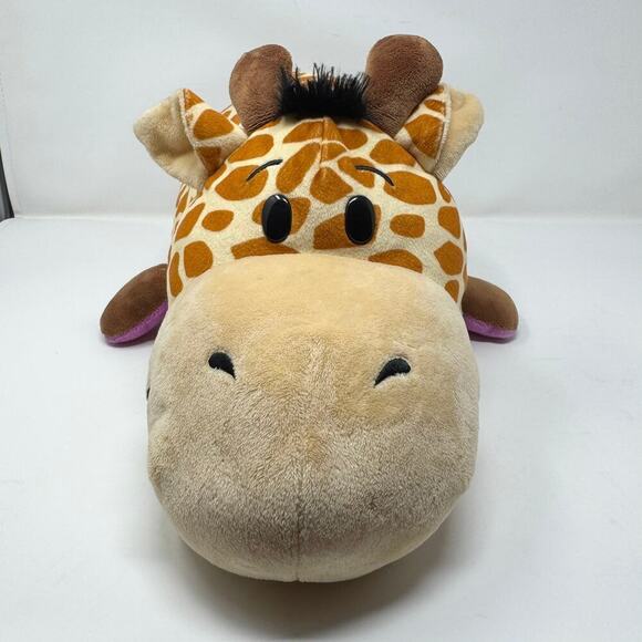2015 Flip A Zoo Geo Giraffe Ava Hippo 2 in 1 Reversible Purple Brown 19" Plush - Picture 3 of 12